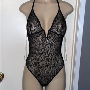 M) Black Halter Babydoll.